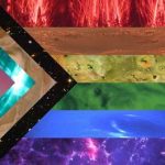 A pride flag composed of astronomical images